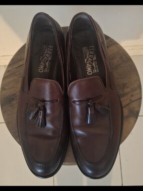 Salvatore Ferragamo Men's Dark Brown Leather Tassel Loafers
